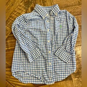 Ralph Lauren blue and white checkered long sleeve button up size 4